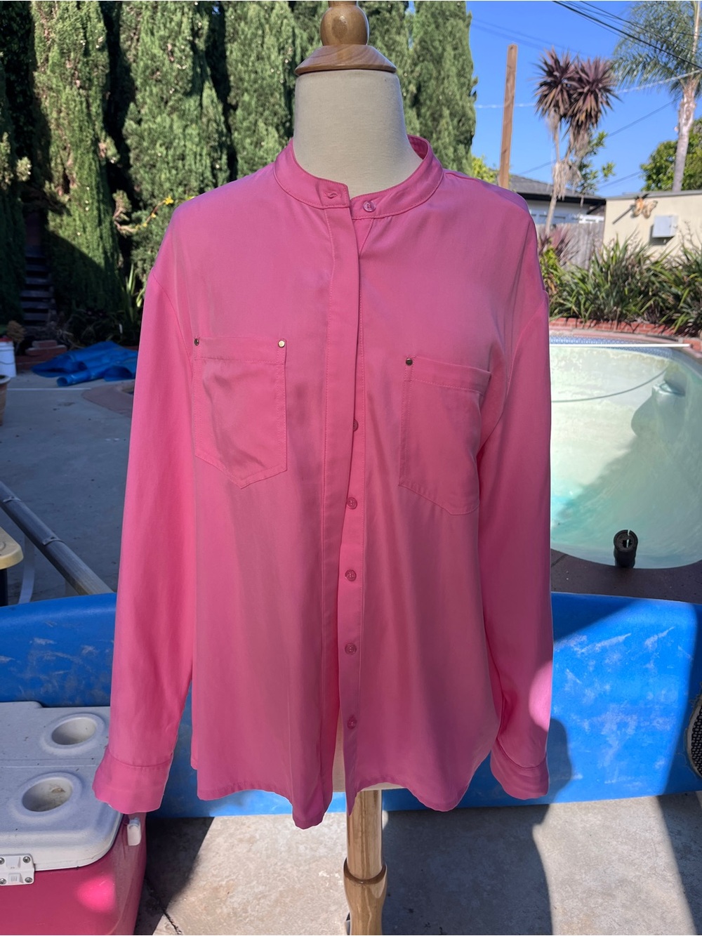 Rino & Pelle Pink Lovell Button-Up Blouse and gold accents European size 38
